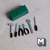 Miniature Green Tool Box with Tools 1:12 Scale Dollhouse Accessories Mini Tools - H035