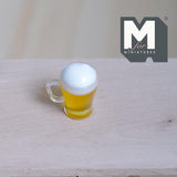 Dollhouse Miniature Beer Mug with Handle 1:12 Scale Beer with Foam Top Mini Beverage Decoration 7/8 inch tall (non drinkable) - E093
