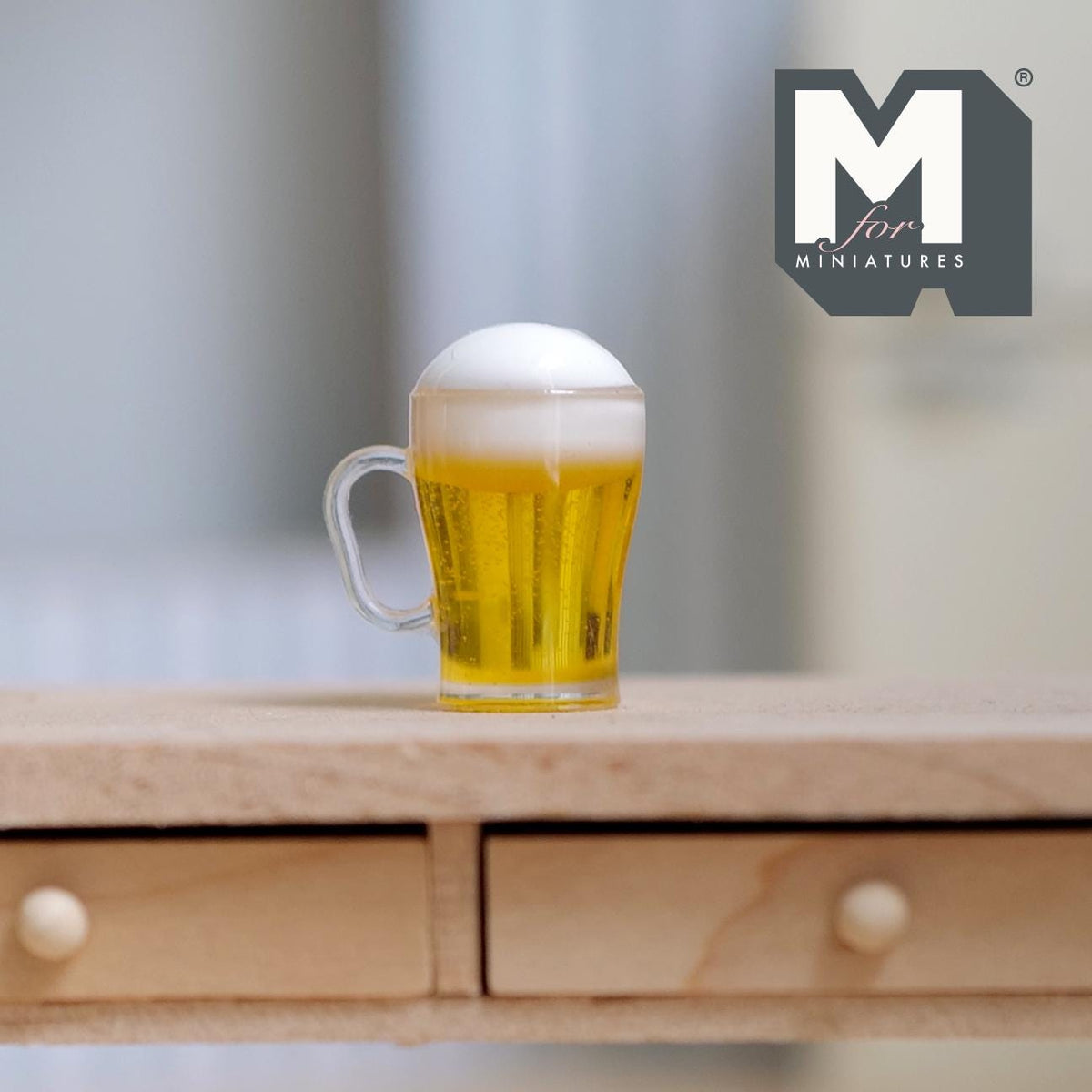 1:12 Scale Miniature Beer Mug with Foam Top, 7/8 inch tall, DIY Dollhouse Supply