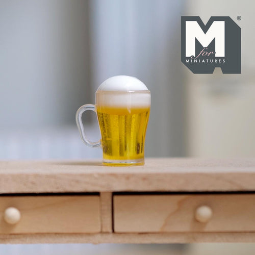 1:12 Scale Miniature Beer Mug with Foam Top, 7/8 inch tall, DIY Dollhouse Supply