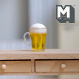 Dollhouse Miniature Beer Mug with Handle 1:12 Scale Beer with Foam Top Mini Beverage Decoration 7/8 inch tall (non drinkable) - E093