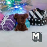 Dollhouse Miniature Bear Cub Doll 15/16 inch tall (flocked skin) (dark brown) - G036