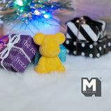 Dollhouse Miniature Bear Cub Doll 15/16 inch tall (flocked skin) (yellow) - G036