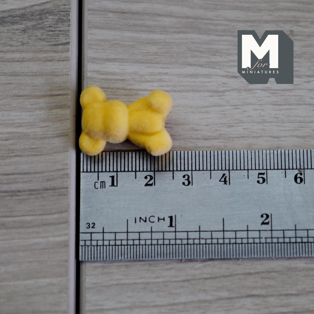 1:12 Scale Miniature Bear Cub Doll, 15/16 inch tall, DIY Dollhouse Supply (flocked skin) (yellow)