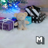 Dollhouse Supplies Miniature Bear Cub with Bow Tie Doll 1 inch tall (flocked skin) (beige/orange) - G024