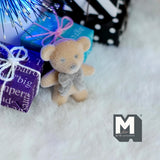 Dollhouse Supplies Miniature Bear Cub with Bow Tie Doll 1 inch tall (flocked skin) (beige/orange) - G024