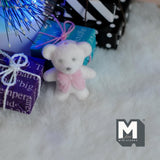 Dollhouse Supplies Miniature Bear Cub with Bow Tie Doll 1 inch tall (flocked skin) (white) - G024