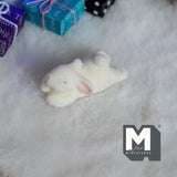Dollhouse Miniature Laying Bunny Figurine 1-7/16 inch long (flocked skin) (white) - G024