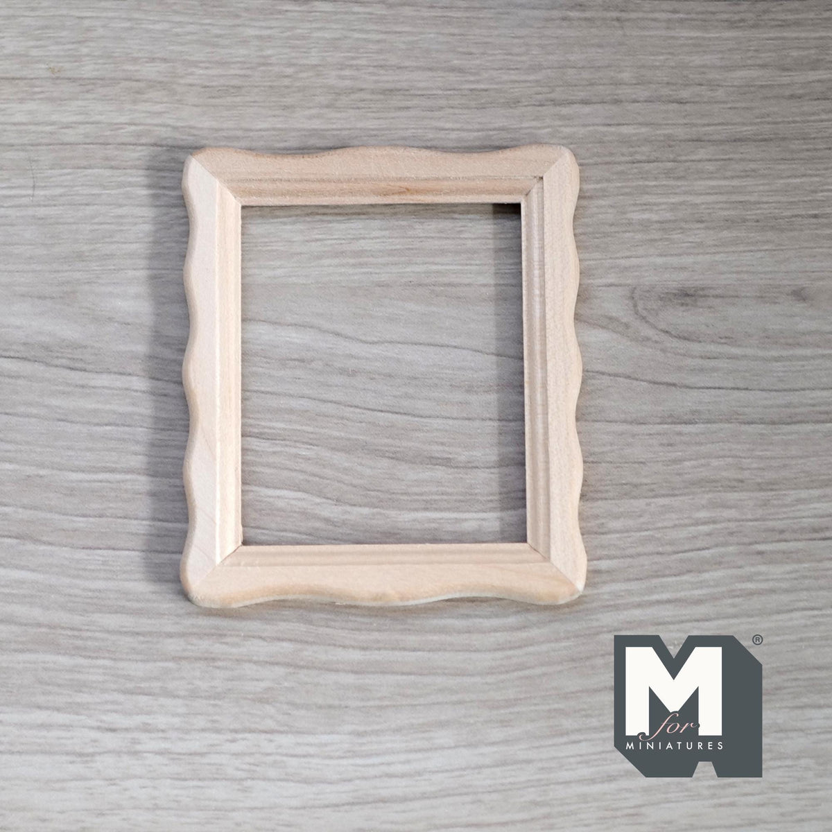 1:12 Scale Miniature Rectangular Scalloped Edge Photo Frame with Glazing and Backing, Ready to Paint, 3-1/8 inch wide, DIY Dollhouse Supply