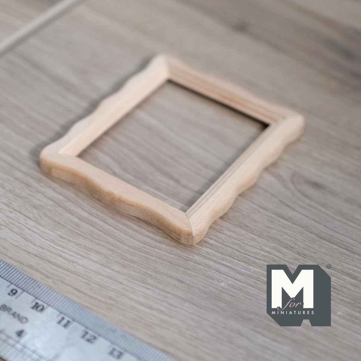 1:12 Scale Miniature Rectangular Scalloped Edge Photo Frame with Glazing and Backing, Ready to Paint, 3-1/8 inch wide, DIY Dollhouse Supply