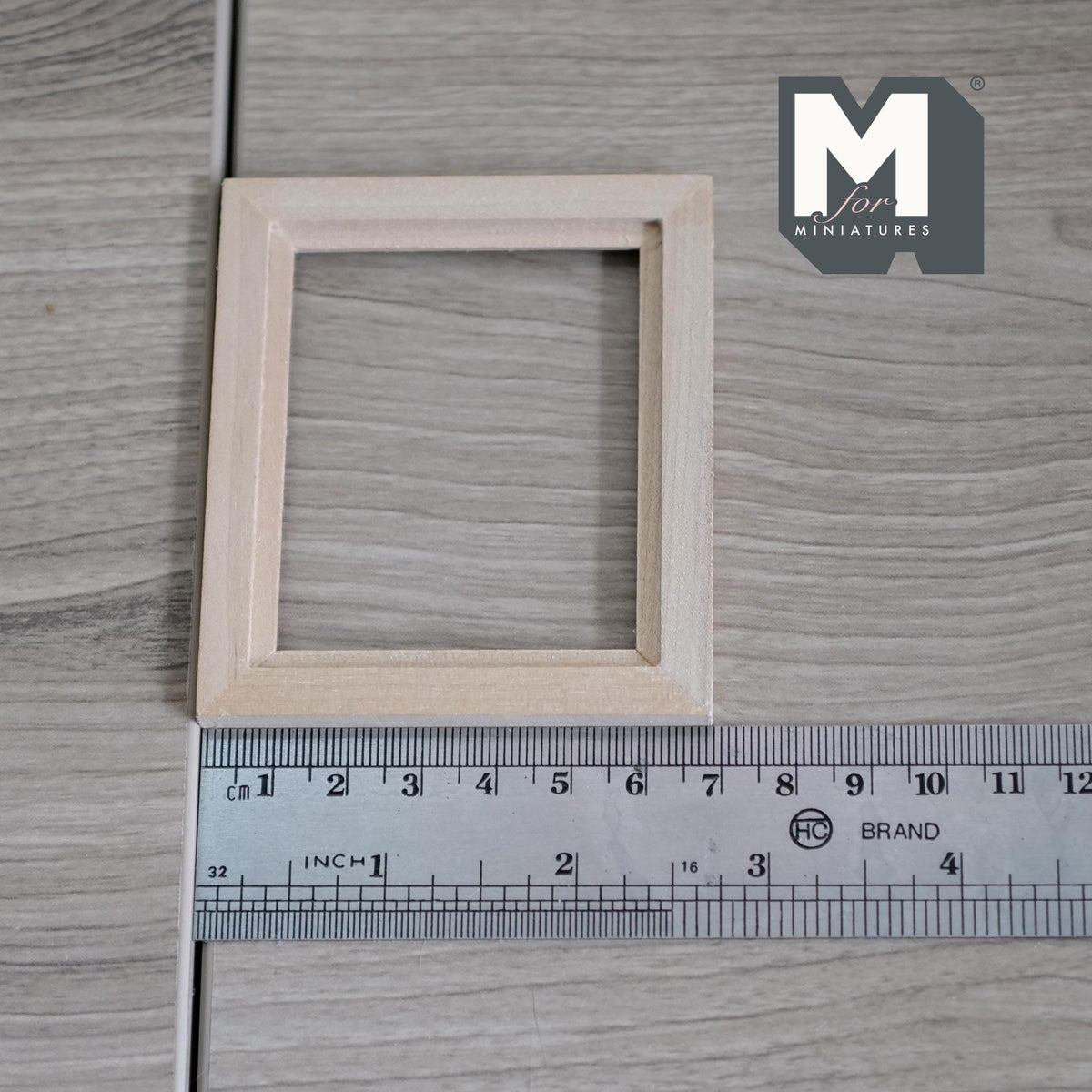 1:12 Scale Miniature Rectangular Photo Frame with Glazing and Backing, Ready to Paint, 3-1/8 inch wide Dollhouse Supply