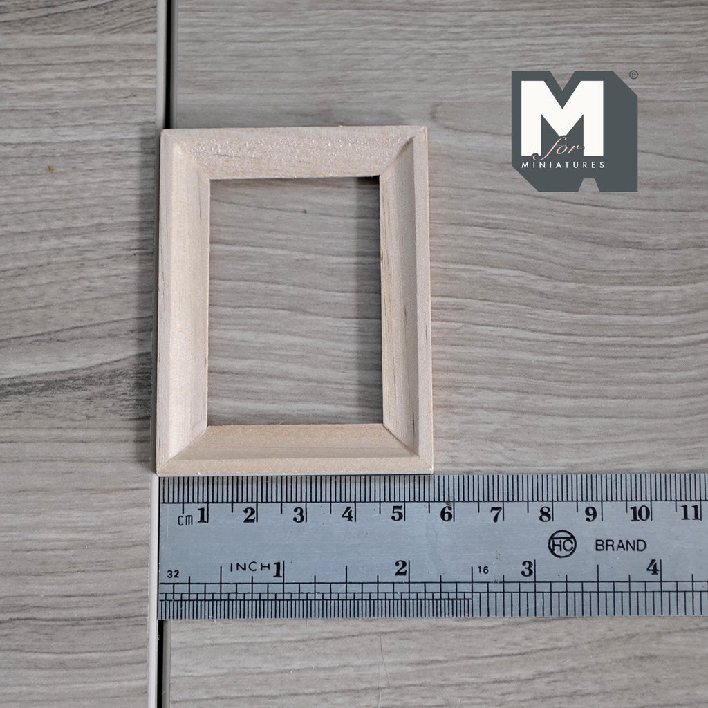 1:12 Scale Miniature Rectangular Photo Frame with Glazing and Backing, Ready to Paint, 2-7/8 inch wide, DIY Dollhouse Supply
