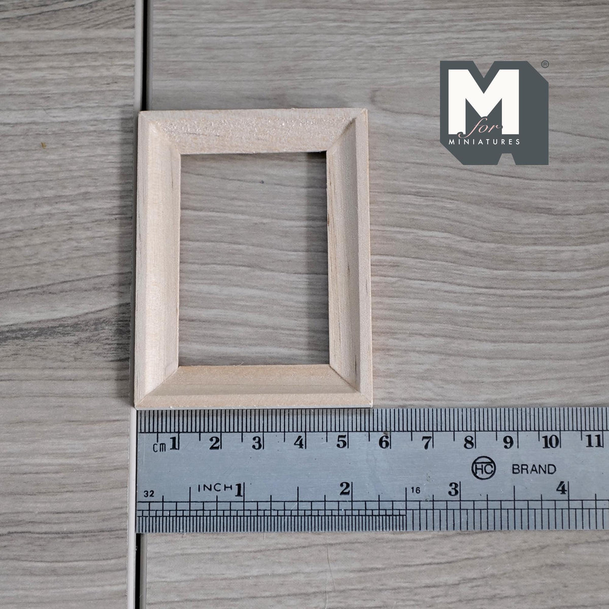 1:12 Scale Miniature Rectangular Photo Frame with Glazing and Backing, Ready to Paint, 2-7/8 inch wide, DIY Dollhouse Supply