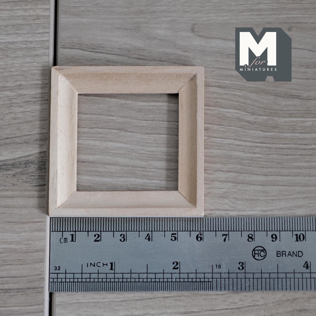1:12 Scale Miniature Square Photo Frame with Glazing and Backing, Ready to Paint, 2-3/8 inch wide, DIY Dollhouse Supply