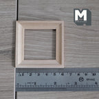 1:12 scale miniature square photo frame with glazing and backing, unfinished wood ready to paint, shown with a ruler