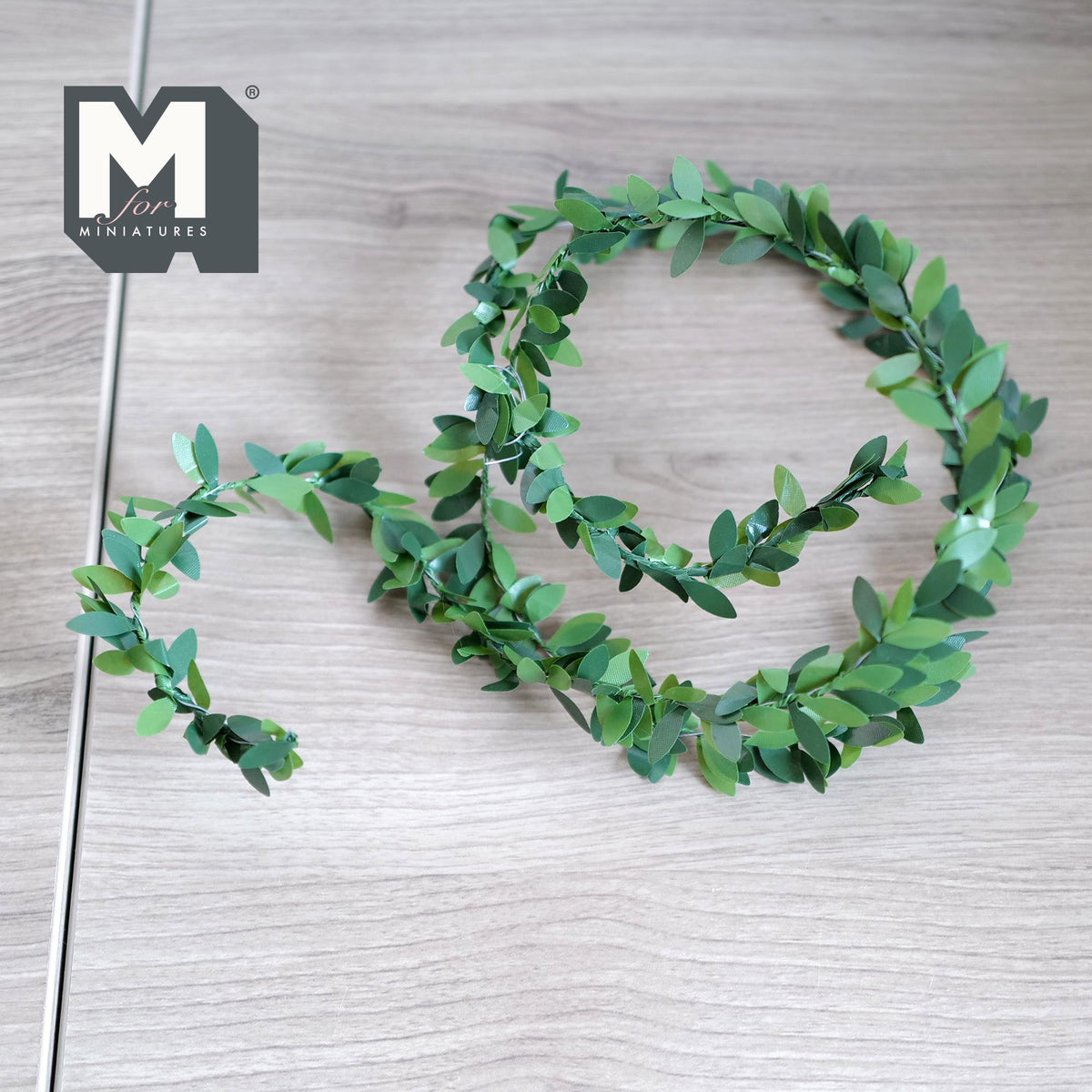 1:12 Scale Miniature Green Leaf Garland, 38 inch long, Cut to length, DIY Dollhouse Supply