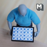 Miniature Wooden Delft Tile tray Tray in 1 Inch Scale Stained 1:12 Scale Food Tray - F058