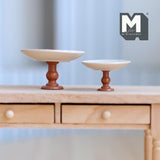 Miniature Pedestal Cake Stands Set of 2 Dollhouse Bakery Food Serving Platter Display Stand 3/4 inch tall (metal) (beige) - E078