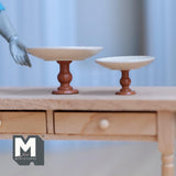 Miniature Pedestal Cake Stands Set of 2 Dollhouse Bakery Food Serving Platter Display Stand 3/4 inch tall (metal) (beige) - E078