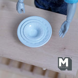 Dollhouse Miniature Bowls with Beaded Rim Set of 3 Sizes 1:12 Scale Stackable Metal Bowls (blue) - E047