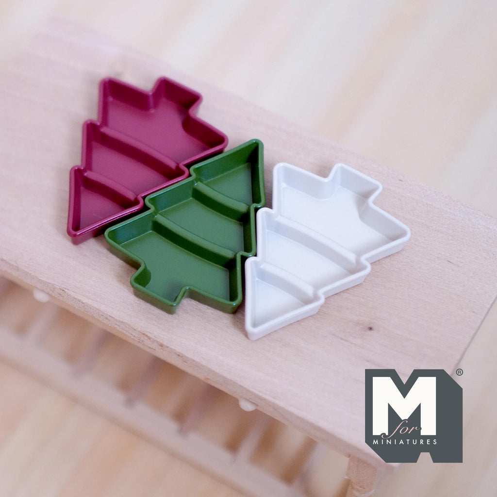 1:12 Scale Miniature Christmas Tree Compartment Trays, Set of 3, 1-5/8 inch long, DIY Dollhouse Supply (large)
