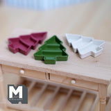 Miniature Christmas Tree Shaped Compartment Trays 1:12 Scale Dollhouse Christmas Accessories Set of 3 , 1-5/8 inch long (large) - G067