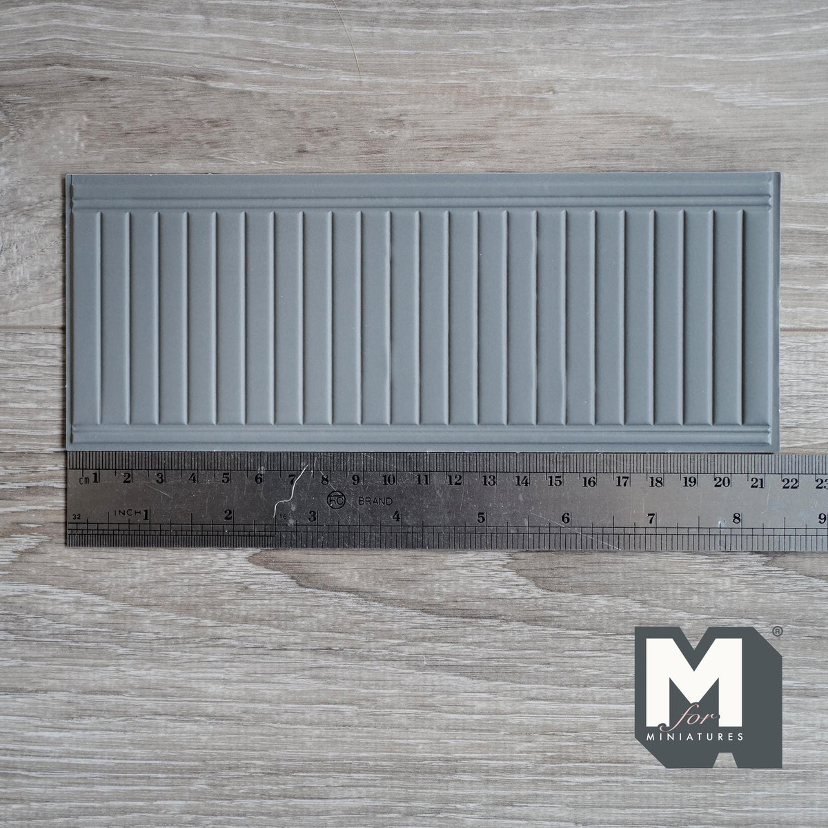 1:12 Scale Miniature Dollhouse Vertical Groove Wainscot Panel, 8-1/4 inch long (foamboard) (gray)