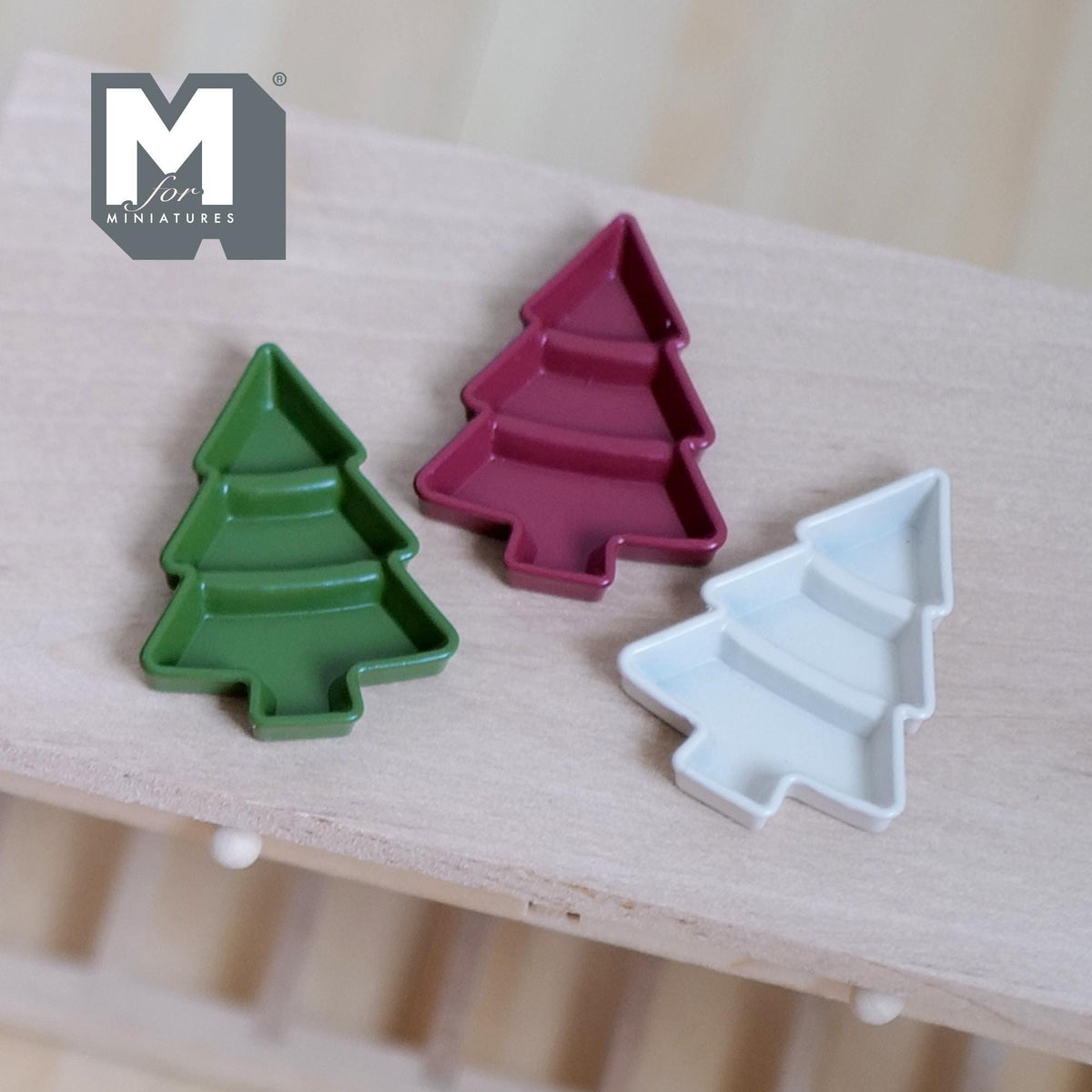 1:12 Scale Miniature Christmas Tree Compartment Trays, Set of 3, 1-1/4 inch long, DIY Dollhouse Supply (medium)