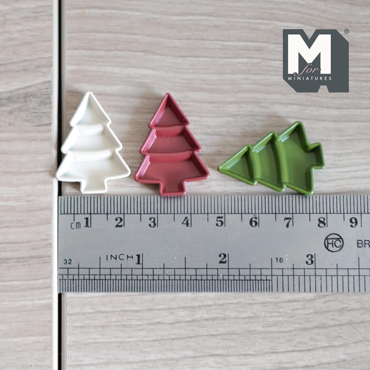 1:12 Scale Miniature Christmas Tree Compartment Trays, Set of 3, 1-1/4 inch long, DIY Dollhouse Supply (medium)