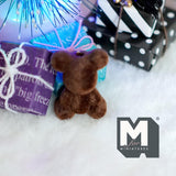 Dollhouse Miniature Bear Cub Doll 15/16 inch tall (flocked skin) (dark brown) - G036