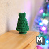Miniature Christmas Tree 1:12 Scale Dollhouse Christmas Decor 1-1/4 inch tall (flocked skin) (green) - G031