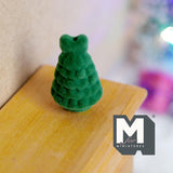 Miniature Christmas Tree 1:12 Scale Dollhouse Christmas Decor 1-1/4 inch tall (flocked skin) (green) - G031