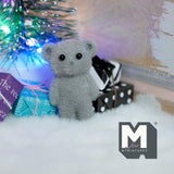 Dollhouse Supplies Miniature Bear Cub Doll 1-5/16 inch tall (flocked skin) (gray) - G031