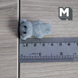 Dollhouse Supplies Miniature Bear Cub Doll 1-5/16 inch tall (flocked skin) (gray) - G031