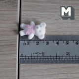 Dollhouse Supplies Miniature Bear Cub with Bow Tie Doll 1 inch tall (flocked skin) (white) - G024