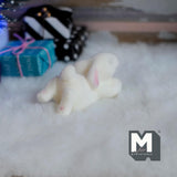 Dollhouse Miniature Laying Bunny Figurine 1-7/16 inch long (flocked skin) (white) - G024