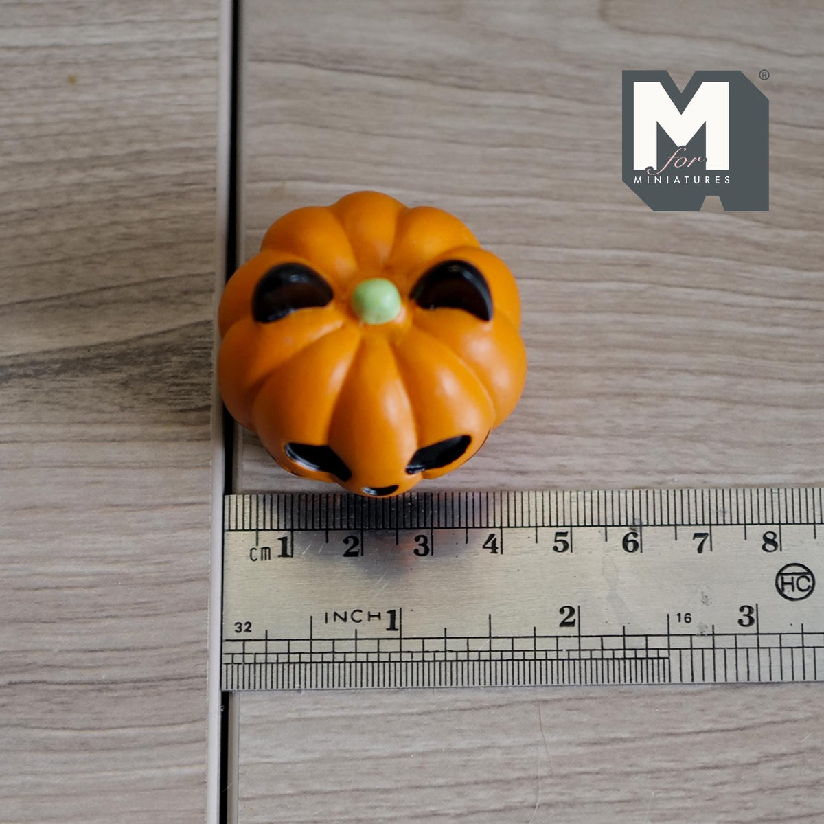 1:12 Scale Miniature Halloween Pumpkin with Evil Cat Face, 1-7/16 inch tall, DIY Dollhouse Supply (resin)