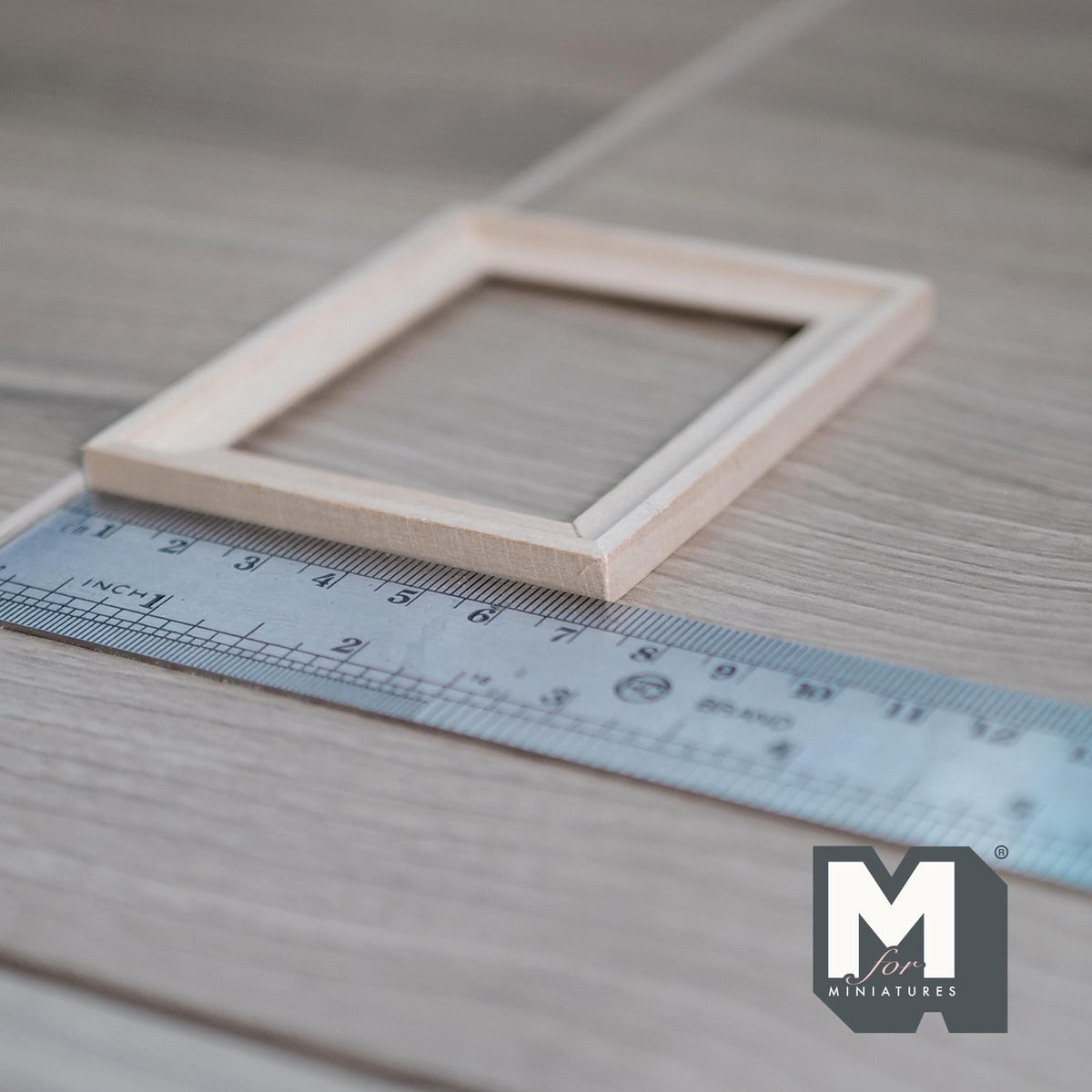 1:12 Scale Miniature Rectangular Photo Frame with Glazing and Backing, Ready to Paint, 3-1/8 inch wide Dollhouse Supply