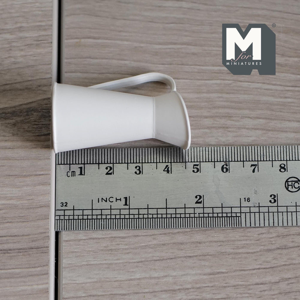 1:12 Scale Miniature Metal Pitcher Vase with Handle, 1-13/16 inch tall, DIY Dollhouse Supply (white)