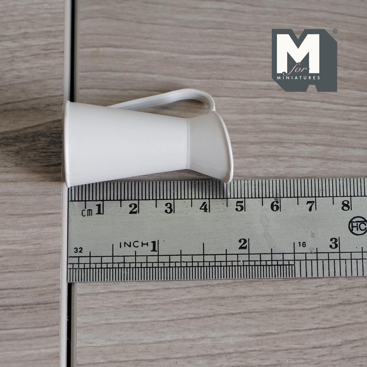 1:12 Scale Miniature Metal Pitcher Vase with Handle, 1-13/16 inch tall, DIY Dollhouse Supply (white)