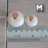 Miniature Pedestal Cake Stands Set of 2 Dollhouse Bakery Food Serving Platter Display Stand 3/4 inch tall (metal) (beige) - E078