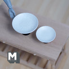 1:12 Scale Miniature Metal Pedestal Cake Stands, Set of 2, 3/4 inch tall, DIY Dollhouse Supply (white)