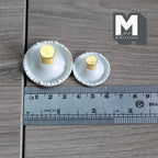 1/12スケール ミニチュア 金属製ペデスタルフルーツボウルスタンド 2個セット 高さ約2.2cm DIYドールハウス用（ホワイト）