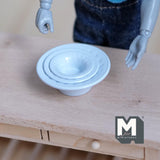 Dollhouse Miniature Bowls with Beaded Rim Set of 3 Sizes 1:12 Scale Stackable Metal Bowls (blue) - E047