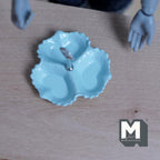 Miniature 3 Compartment Dish 1:12 Scale Dollhouse Kitchen Tri Section Scalloped Edge Tray Handle 13/16 inch tall (blue/silver) - E092