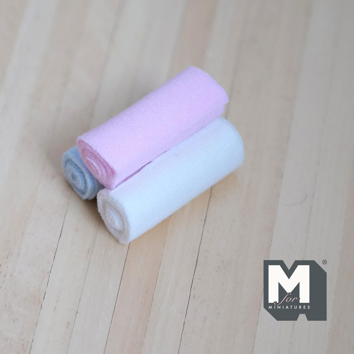 Miniature Rolled Towels Set of 3 , 1:12 Scale Dollhouse Bathroom Accessories 1-9/16 inch long - F020