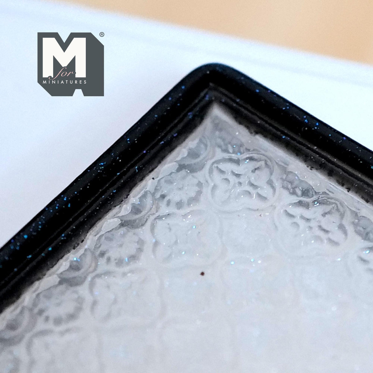 Miniature Clear Embossed Vanity Tray 1:12 Scale Dollhouse Serving Tray 2-1/8 inch long (resin) - F065