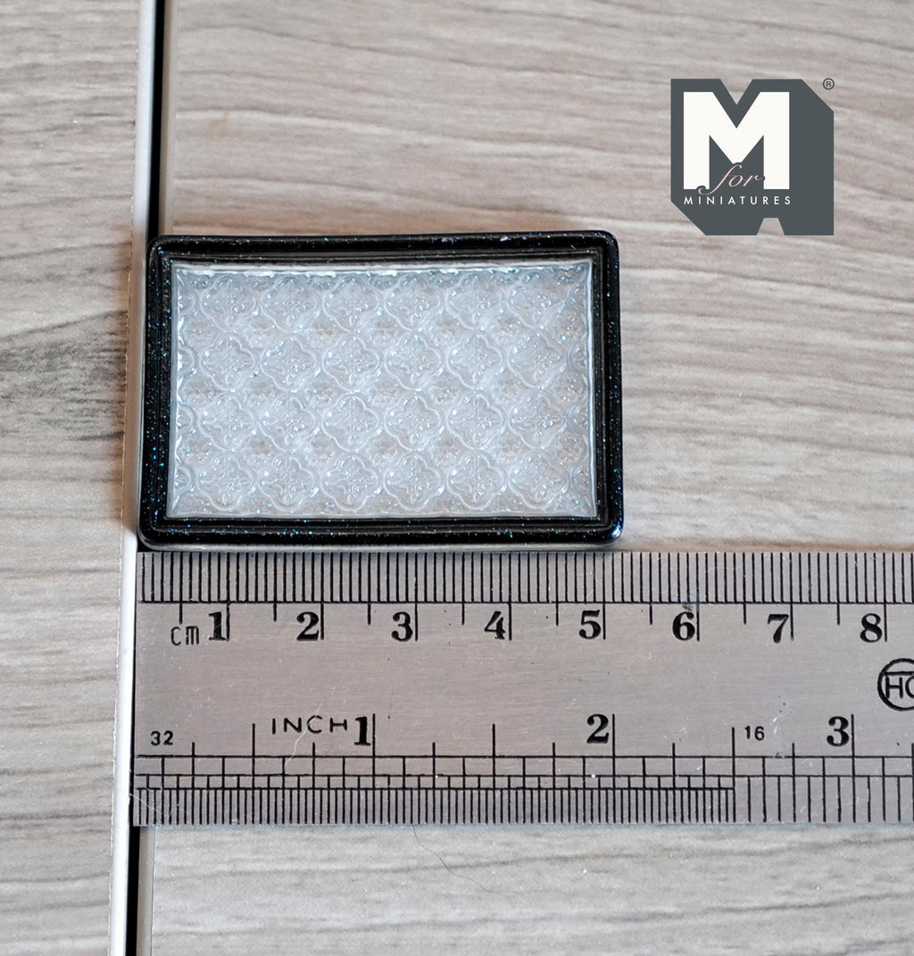 Miniature Clear Embossed Vanity Tray 1:12 Scale Dollhouse Serving Tray 2-1/8 inch long (resin) - F065