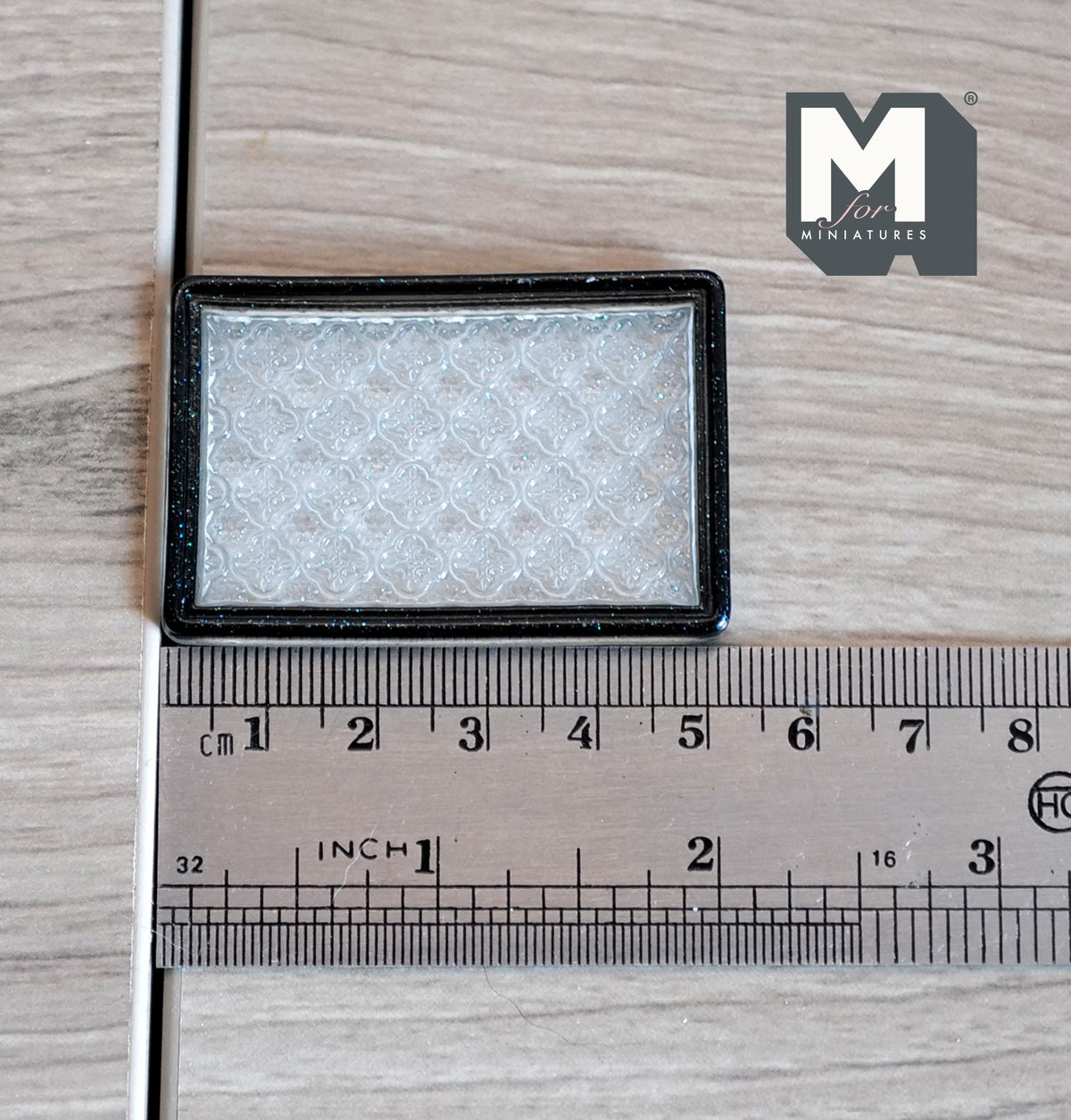 Miniature Clear Embossed Vanity Tray 1:12 Scale Dollhouse Serving Tray 2-1/8 inch long (resin) - F065