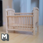 Dollhouse Drop-Side Baby Crib with Pad 1:12 Scale Miniature Wood Cot Unfinished 3-13/16 inch tall - J016